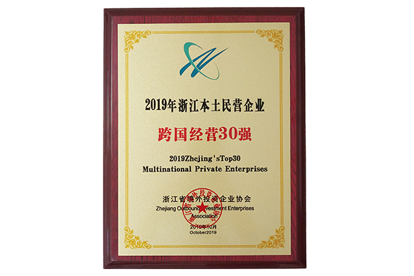 2019年浙江本土民營企業(yè)跨國經(jīng)營30強